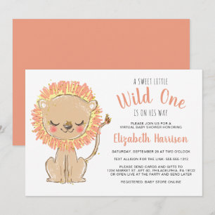 Boho Lion Terracotta Virtual Baby Shower Invitation