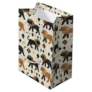 Boho Lion Tribal Safari Pattern Medium Gift Bag