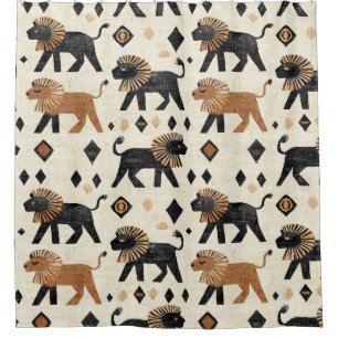 Boho Lion Tribal Safari Pattern Shower Curtain
