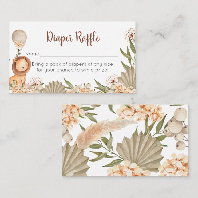 Boho Lion watercolor Diapper Receiving Card (Front/Back)