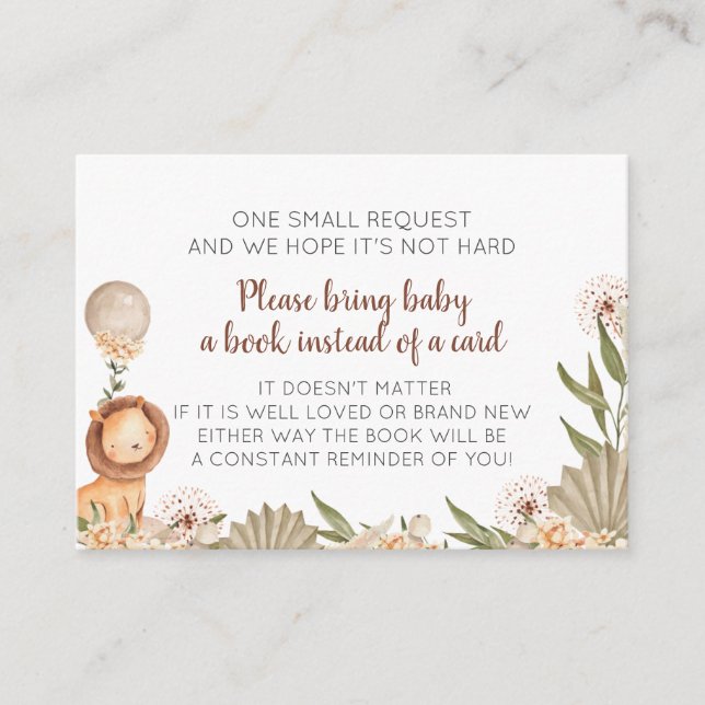 Boho Lion watercolor pampas g Receiving Card (Front)