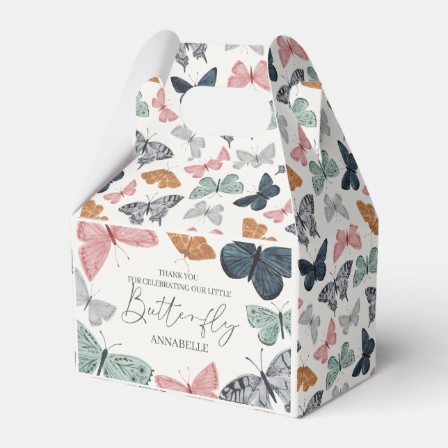 Boho Little Butterfly Baby Shower or Birthday Favour Box (Front Side)