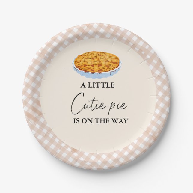Boho Little Cutie Pie Thanksgiving Baby Shower Paper Plate (Front)