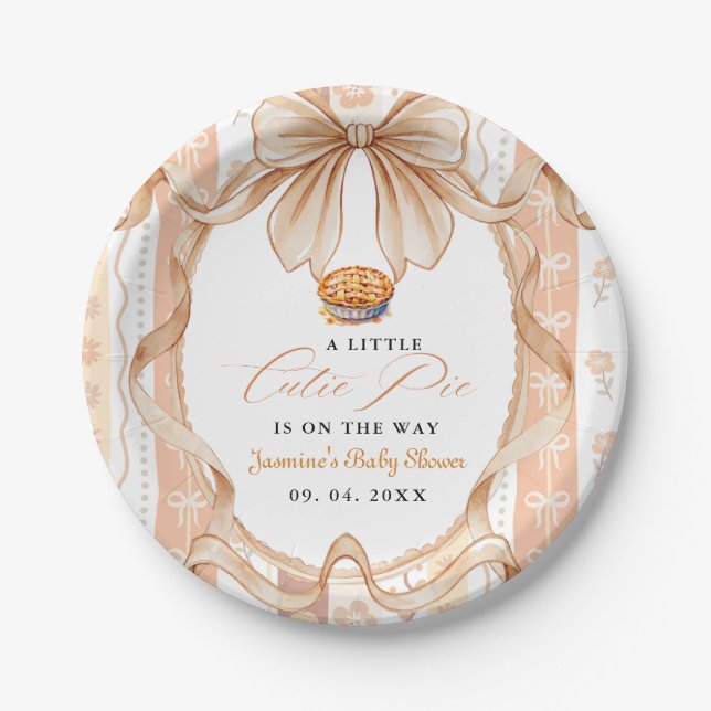 Boho Little Cutie Pie Thanksgiving Baby Shower Paper Plate (Front)