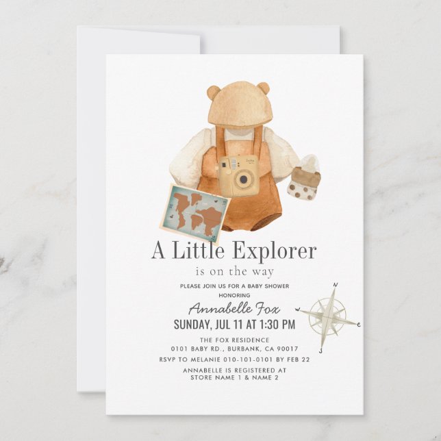 Boho Little Explorer Gender-neutral Baby Shower In Invitation (Front)