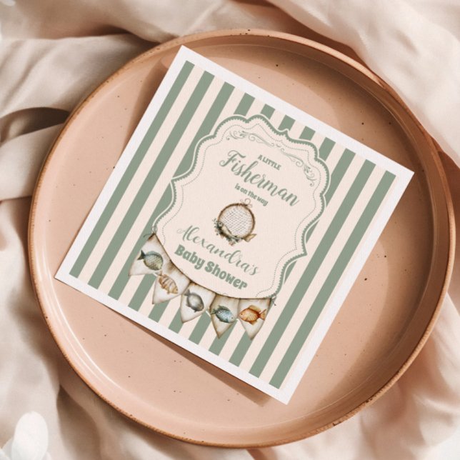 Boho Little Fisherman Fishing   Baby Shower Napkin (Creator Uploaded)