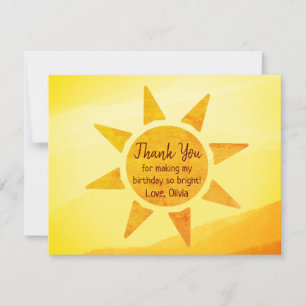 Boho Little Gold Sunshine Birthday Thank You Card