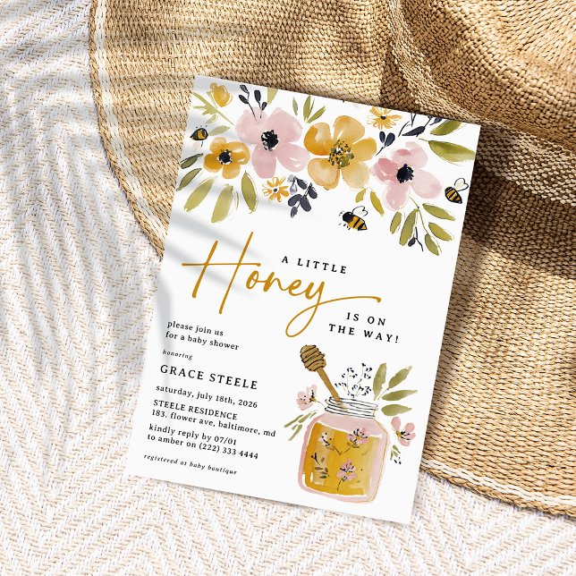 Boho Little Honey Bee Baby Shower Invitation (Creator Uploaded)
