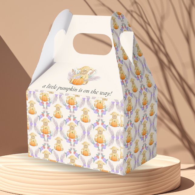 Boho Little Lamb Pumpkin Watercolor Baby Shower Favour Box (Celebrate with joy, cherish memories, delightful favor box for gifts!")