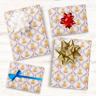 Boho Little Lamb Pumpkin Watercolor Baby Shower Wrapping Paper Sheet
