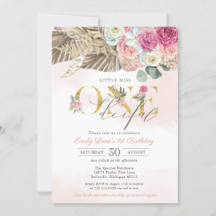 Boho Little Miss ONEderful Floral First Birthday Invitation
