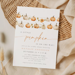Boho Little Pumpkin Clothesline Fall Baby Shower Invitation