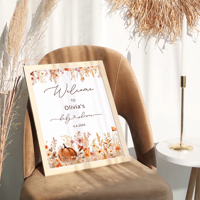 Boho Little Pumpkin Fall Wildflowers Welcome Poster (Creator Uploaded)
