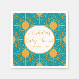 Boho Little Ray of Sun Turquoise Baby Shower Napkin