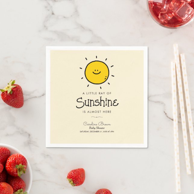Boho Little Ray Of Sunshine Baby Shower Napkin (Insitu)