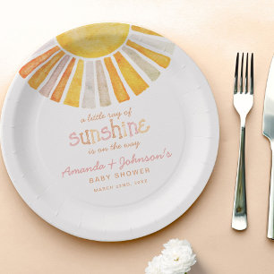 Boho Little Ray of Sunshine Baby Shower Paper Plate