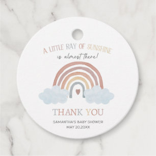 Boho Little Ray of Sunshine Baby Shower Round Favour Tags