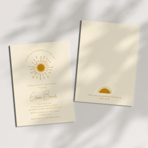 Boho Little Ray Of Sunshine Beige Baby Shower Invitation
