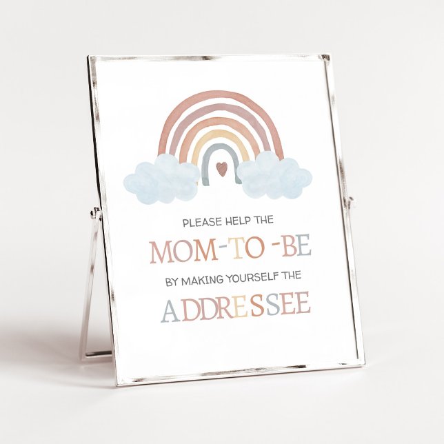 Boho Little Ray of Sunshine Envelope Station Sign (Rainbow Baby Shower Envelope Station Sign)