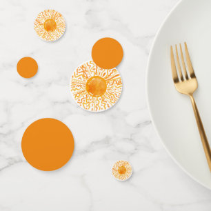 Boho Little Ray of Sunshine Orange Watercolor Sun Confetti