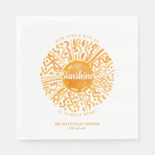 Boho Little Ray of Sunshine Orange Watercolor Sun Napkin