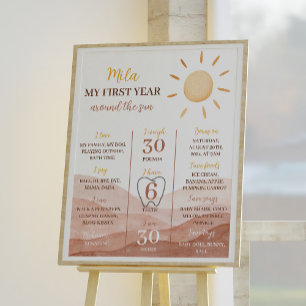 Boho Little Sunshine 1st Birthday Milestone Poster