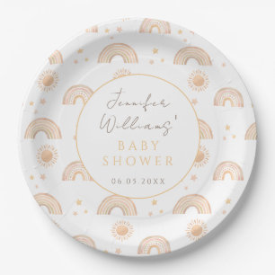 Boho little sunshine gender neutral baby shower paper plate