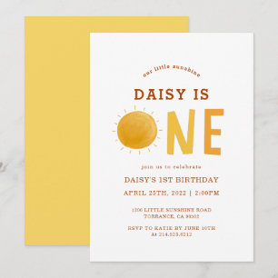 Boho Little Sunshine Is One 1st Birthday  Invitation