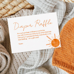 Boho little sunshine rainbow orange diaper raffle enclosure card