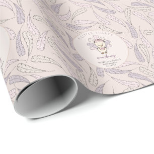 Boho Little Turkey & Feathers Baby Girl Shower Wrapping Paper