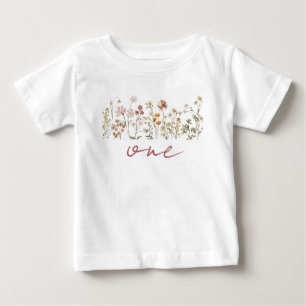 Boho Little Wildflower 1st Birthday Baby T-Shirt