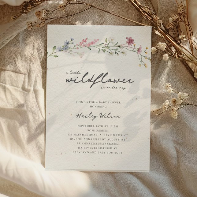 Boho Little Wildflower Baby Shower Invitation (Creator Uploaded)