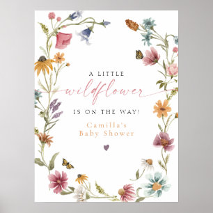 Boho Little Wildflower Baby Shower Welcome Poster