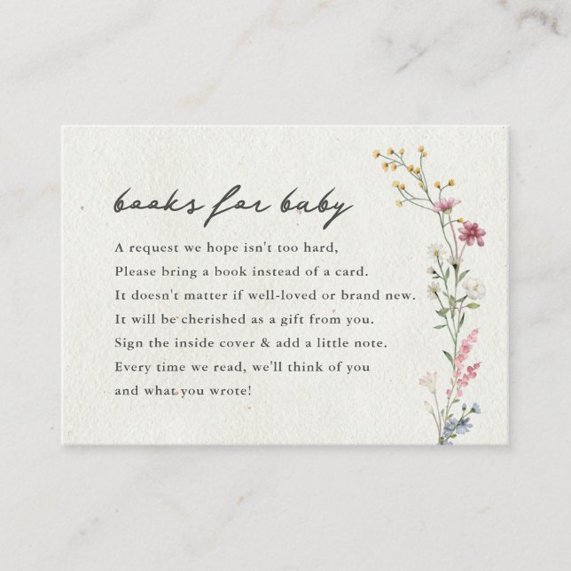 Boho Little Wildflower Books for Baby Enclosure Card (Front)