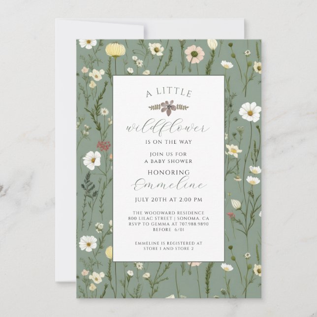 Boho Little Wildflower Girl Baby Shower Invitation (Front)