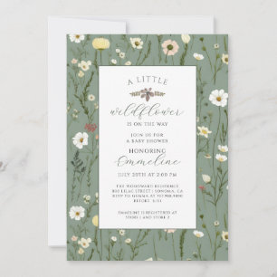 Boho Little Wildflower Girl Baby Shower Invitation