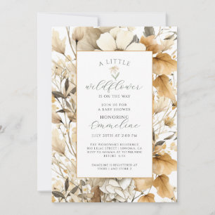 Boho Little Wildflower Girl Baby Shower Invitation