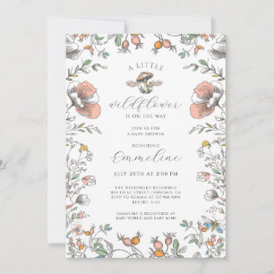 Boho Little Wildflower Girl Baby Shower Invitation