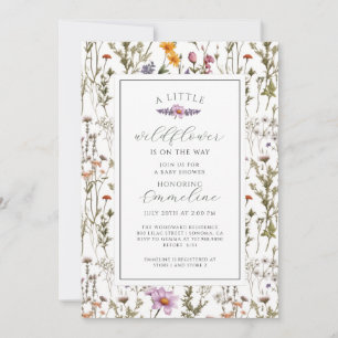 Boho Little Wildflower Girl Baby Shower Invitation