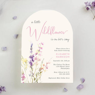 Boho Little Wildflower Watercolor Arch Baby Shower Invitation