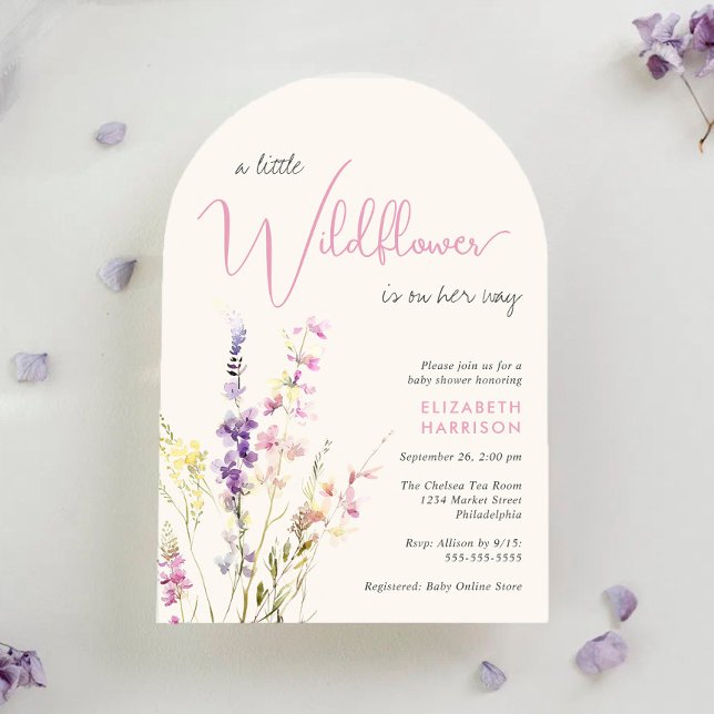 Boho Little Wildflower Watercolor Arch Baby Shower Invitation (Boho Little Wildflower Watercolor Arch Baby Shower Invitation)