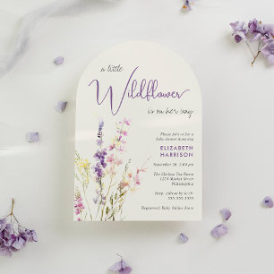 Boho Little Wildflower Watercolor Arch Baby Shower Invitation