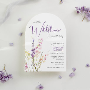 Boho Little Wildflower Watercolor Arch Baby Shower Invitation