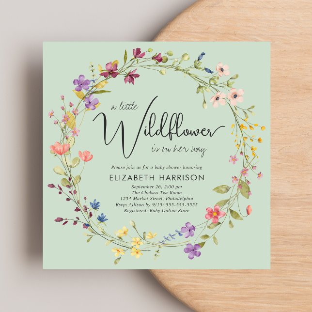 Boho Little Wildflower Watercolor Baby Girl Shower Invitation (Creator Uploaded)