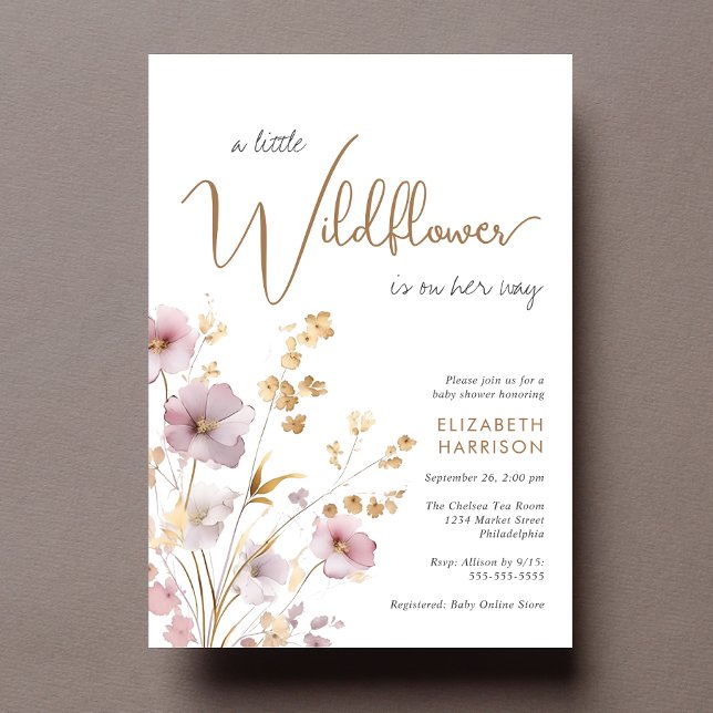 Boho Little Wildflower Watercolor Baby Girl Shower Invitation (Creator Uploaded)