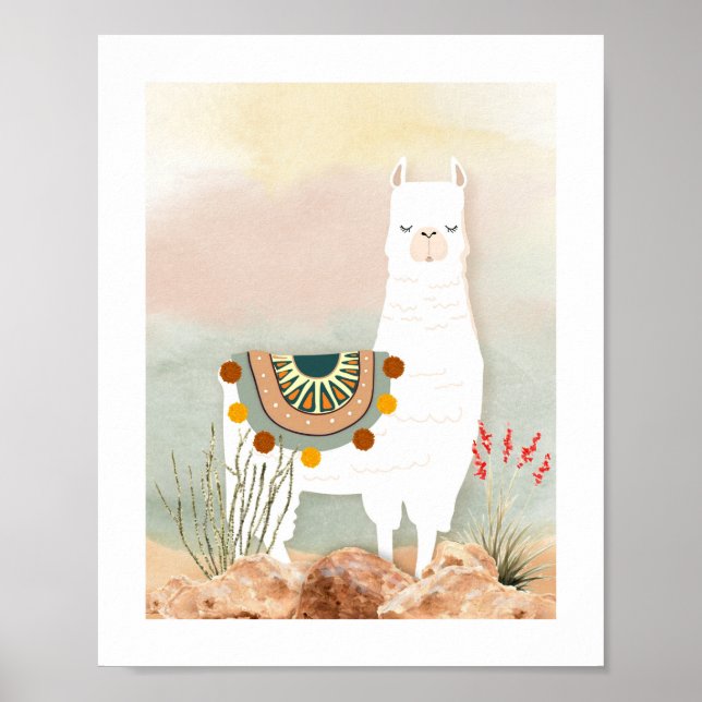 Boho Llama Nursery Poster (Front)