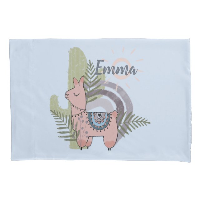 Boho Llama  Pillowcase (Front)