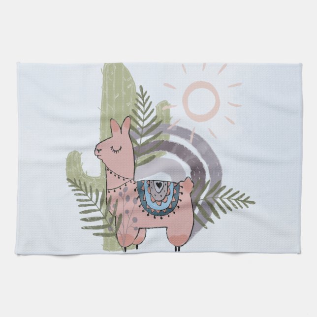 Boho Llama Tea Towel (Horizontal)