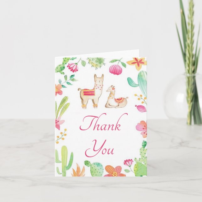 Boho Llamas Thank You Card (Front)