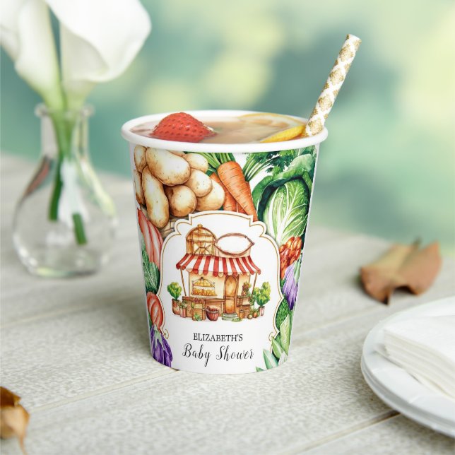 Boho Locally Grown Farmer's Market Baby Shower Paper Cups (Insitu)